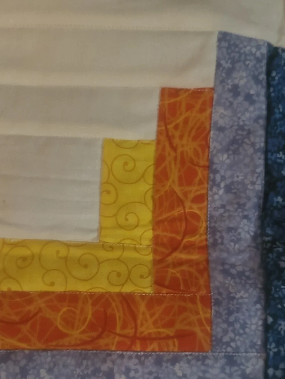 Blue and Yellow Cross Handmade Applique Quilt To Hang